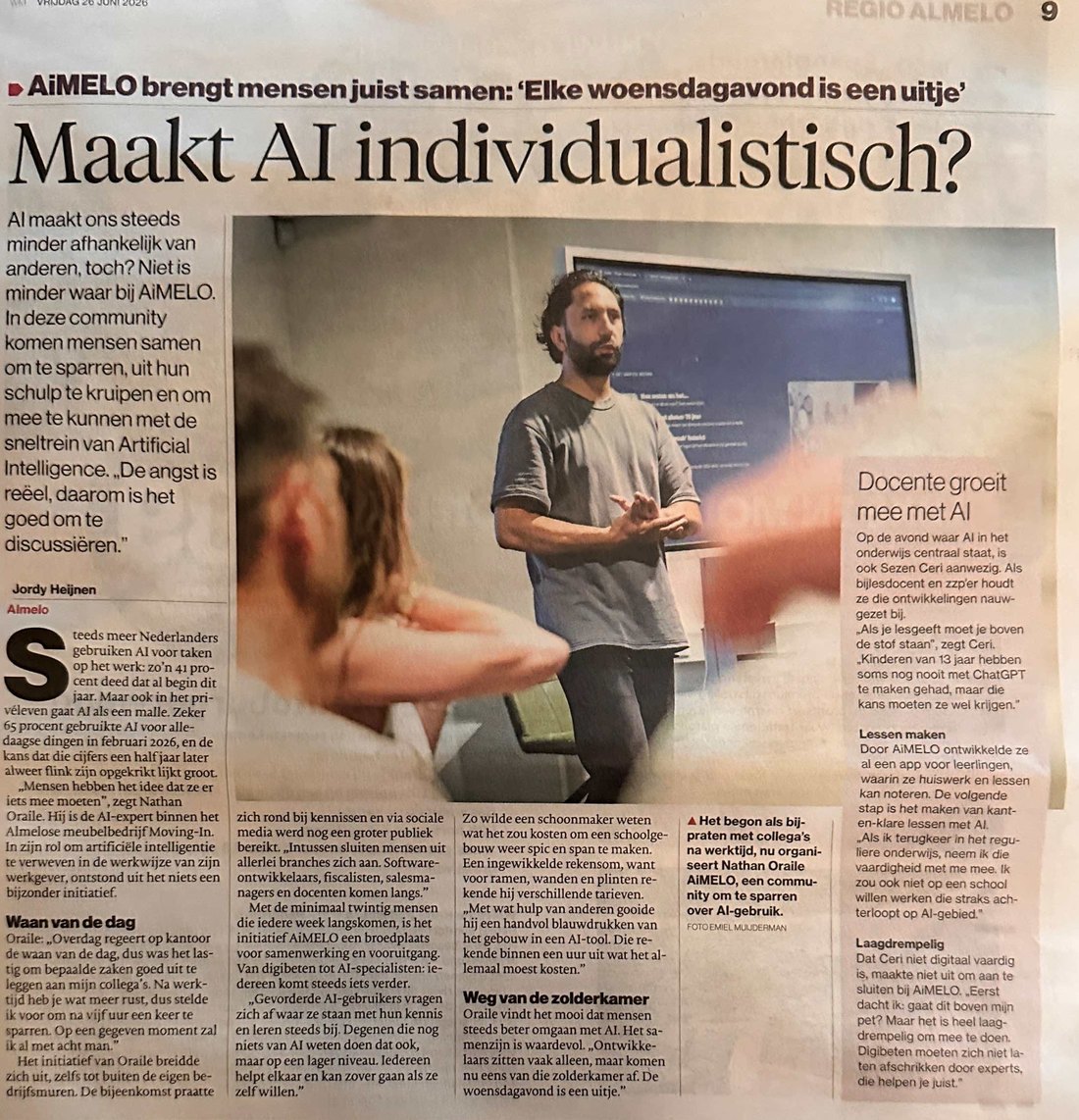AiMELO in de Tubantia, 26 juni 2026
